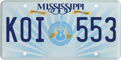 MS license plate KOI553