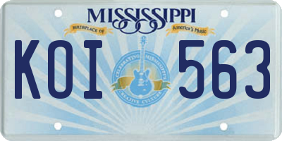 MS license plate KOI563