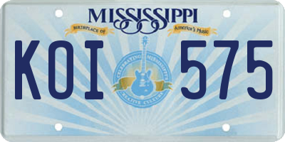 MS license plate KOI575