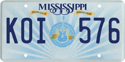 MS license plate KOI576