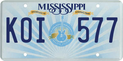 MS license plate KOI577