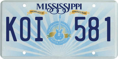 MS license plate KOI581