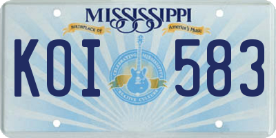 MS license plate KOI583