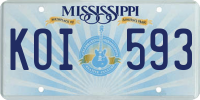 MS license plate KOI593