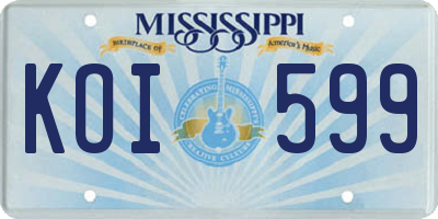 MS license plate KOI599