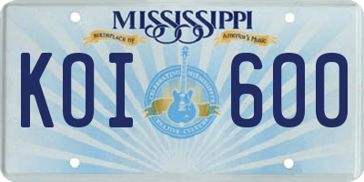 MS license plate KOI600