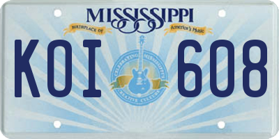 MS license plate KOI608