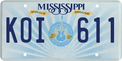 MS license plate KOI611