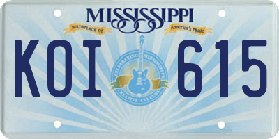 MS license plate KOI615