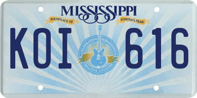 MS license plate KOI616