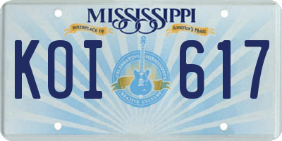 MS license plate KOI617