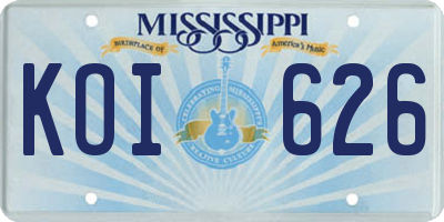 MS license plate KOI626
