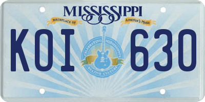 MS license plate KOI630
