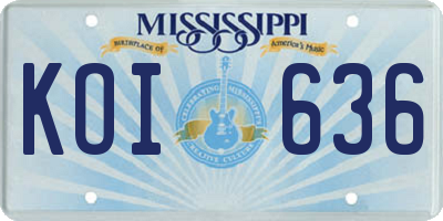 MS license plate KOI636