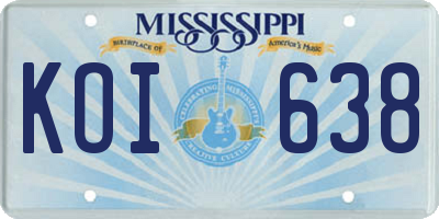 MS license plate KOI638
