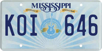 MS license plate KOI646
