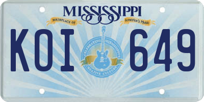 MS license plate KOI649