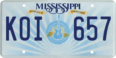 MS license plate KOI657