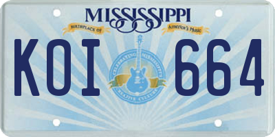 MS license plate KOI664
