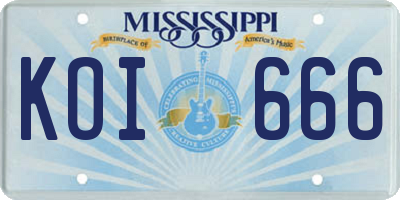 MS license plate KOI666
