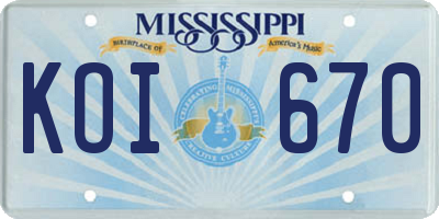 MS license plate KOI670