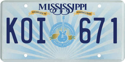 MS license plate KOI671