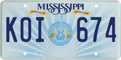 MS license plate KOI674