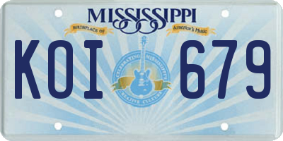 MS license plate KOI679