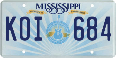 MS license plate KOI684