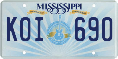 MS license plate KOI690