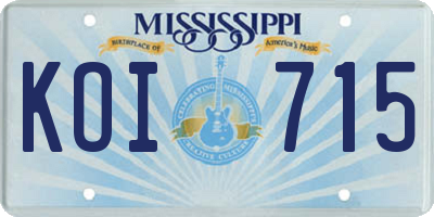 MS license plate KOI715