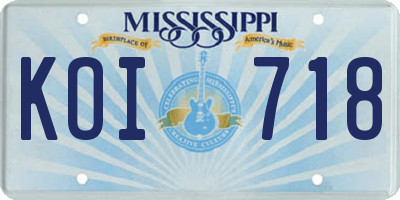 MS license plate KOI718