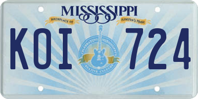 MS license plate KOI724
