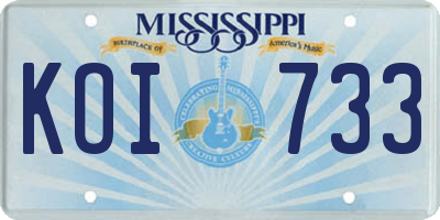 MS license plate KOI733