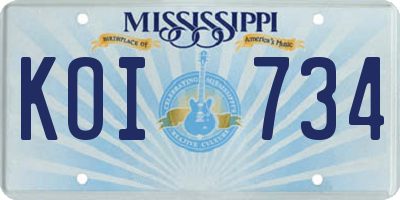 MS license plate KOI734