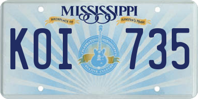 MS license plate KOI735