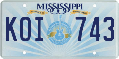 MS license plate KOI743