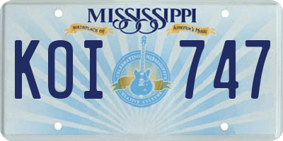 MS license plate KOI747