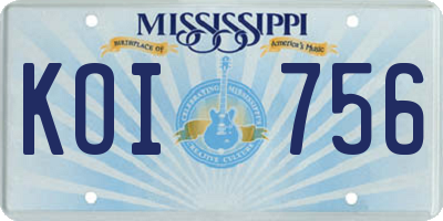 MS license plate KOI756