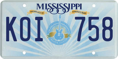 MS license plate KOI758