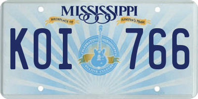 MS license plate KOI766