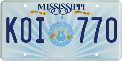 MS license plate KOI770