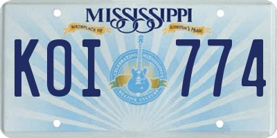 MS license plate KOI774