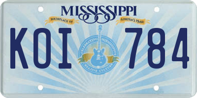 MS license plate KOI784