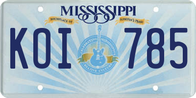 MS license plate KOI785