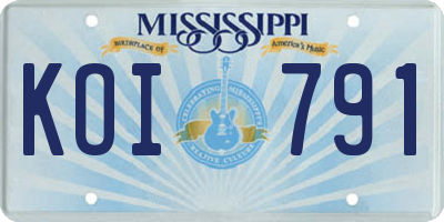 MS license plate KOI791
