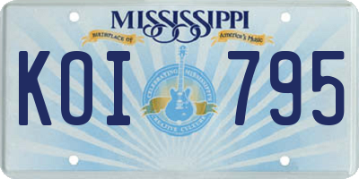MS license plate KOI795