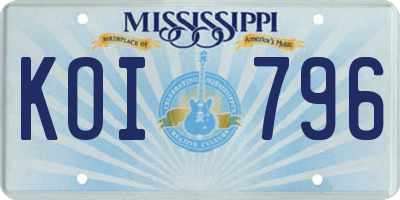 MS license plate KOI796