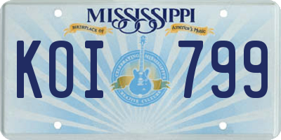 MS license plate KOI799