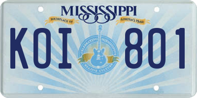 MS license plate KOI801